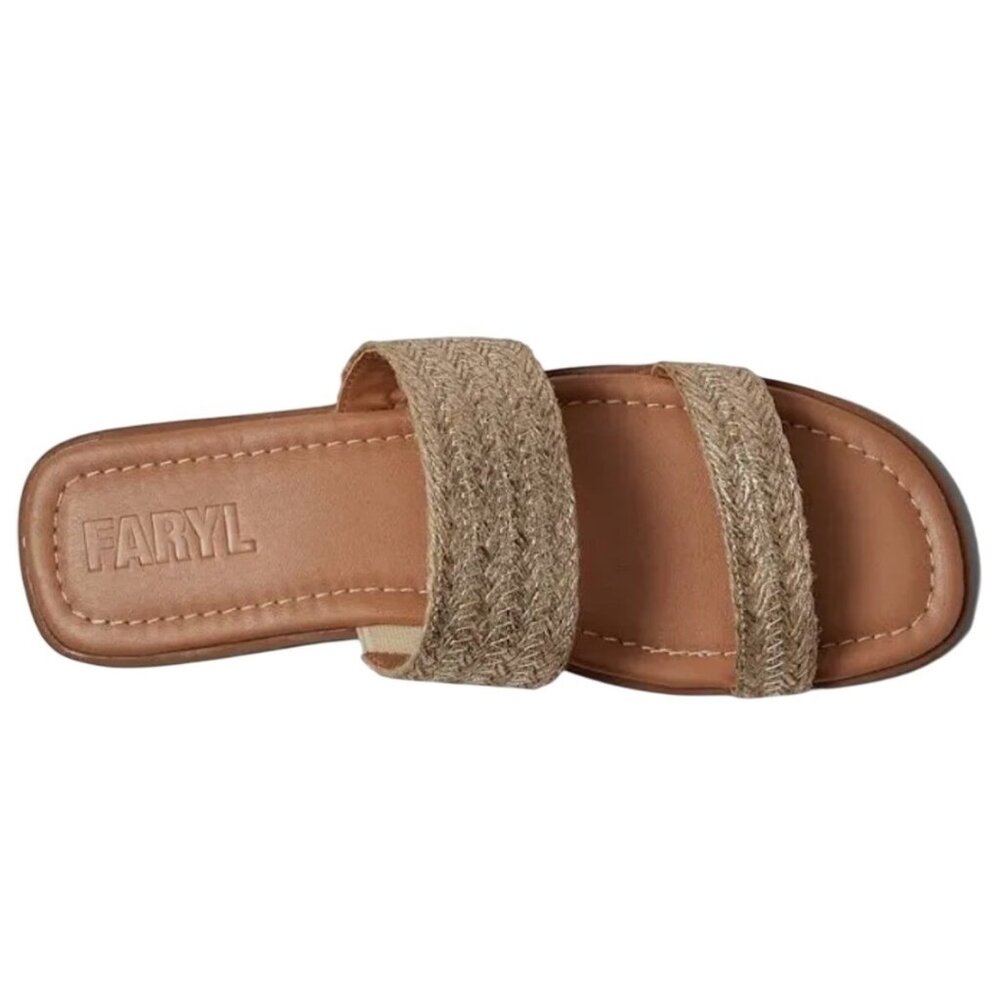 FARYL Carmen Gold Raffia Slides Size 6.5 New In Box - Picture 5 of 10